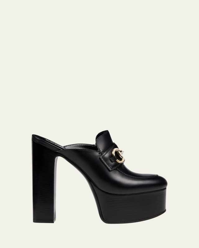 Leather Horsebit 1955 Platform Mules